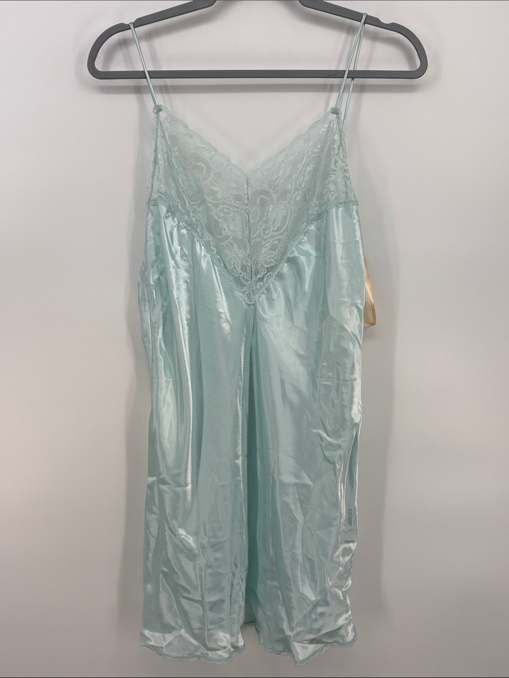 Val Mode Lingerie New Women’s L Satin Spaghetti Strap Lace Trim Slip On Gown